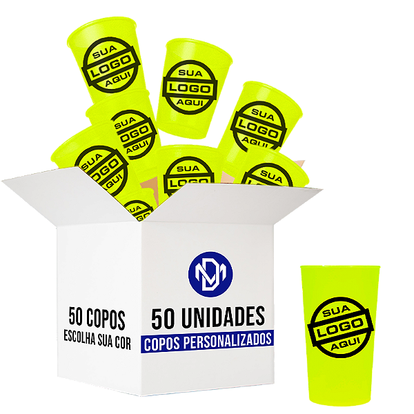 Kit 50 Copos Eco Personalizado Com Logo 400ml - Escolha a Cor