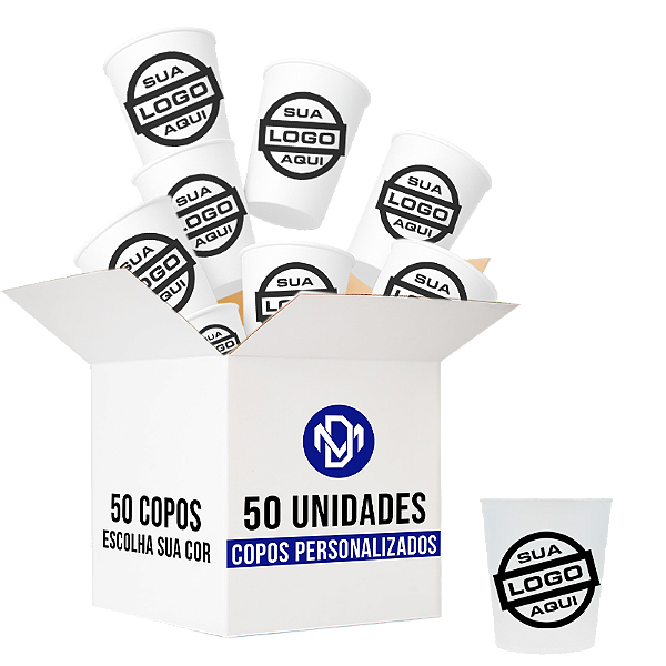 Kit 50 Copos Eco Personalizado Com Logo 250ml - Escolha a Cor
