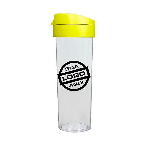 Kit 50 Garrafas Acrílico Personalizadas Acqua Is Life Cristal 500ml - Escolha a Tampa