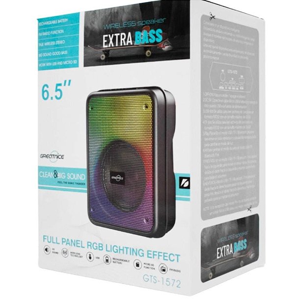 Caixa de som wireless speaker gts-1572 6.5"