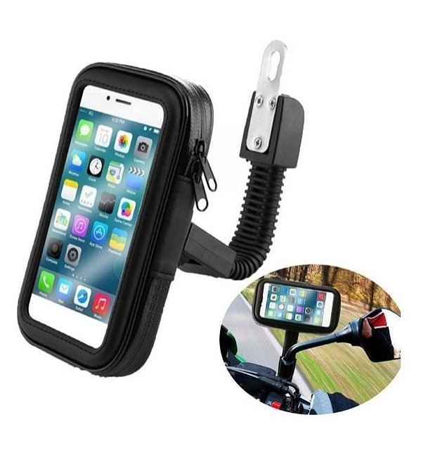 Suporte de celular para moto fixacao retrovisor com capa