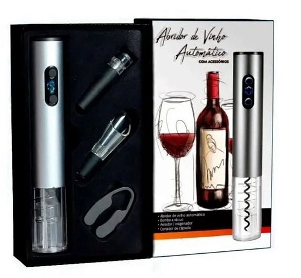 Abridor de vinho eletrico kit a pilha durawell wg08