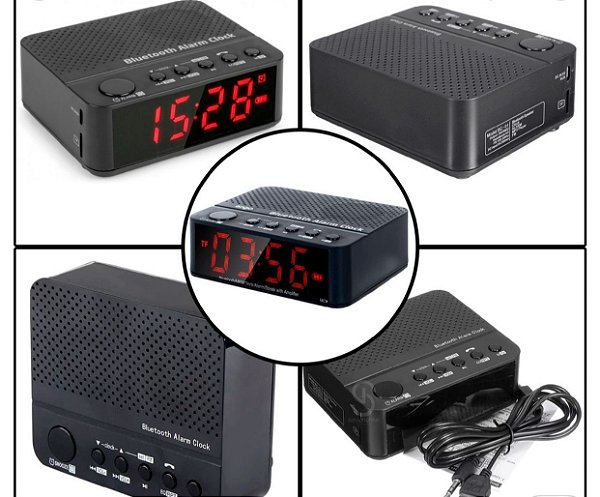 Radio relogio despertador com bluetooth lelong le-674