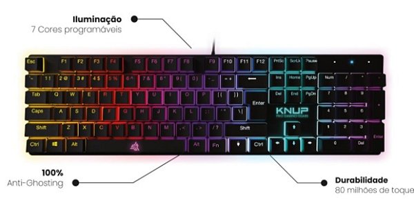 Teclado gamer mecanico rgb switches vh blue knup kp-te114