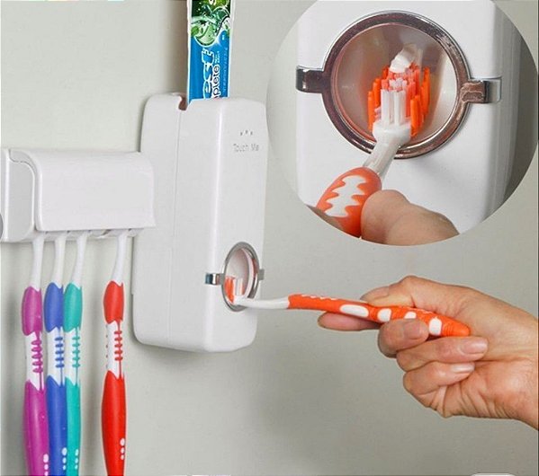 Suporte de escova  e creme dental multi-function automatico com led esterilazor