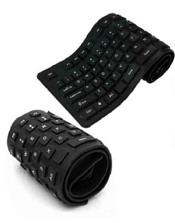 Teclado flexivel emborrachado de silicone usb dobravel