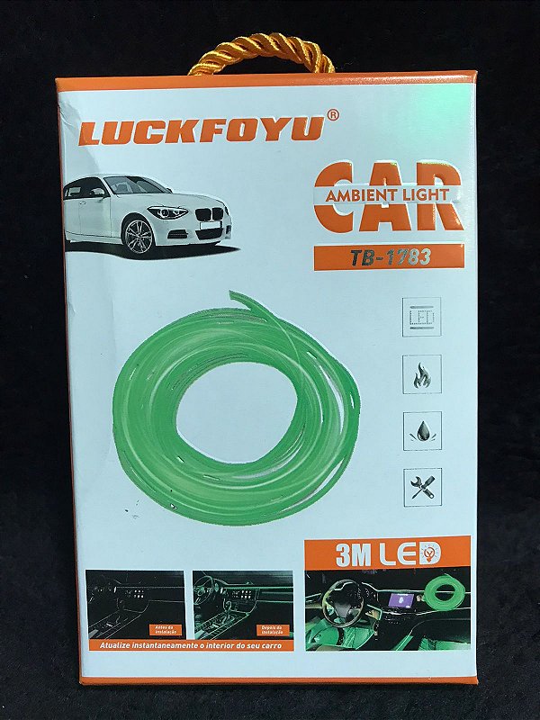 Fita de led veicular 3 mts led verde usb interno luckfoyu tb-1783