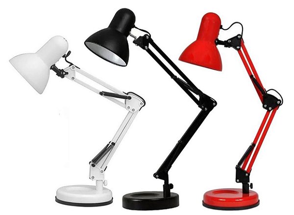 Luminaria de mesa flexivel articulada ferro preta