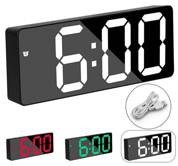 Relogio espelho led carregador ketchup ls-rl1111