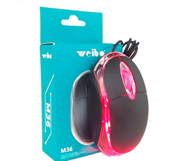 Mouse com fio optico weibo m36