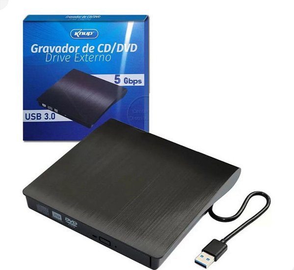 Gravador de cd/dvd drive externo usb 3.0 5 gbps knup kp-le300