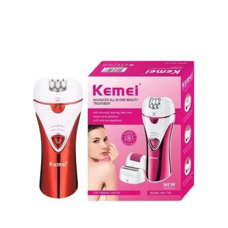 Aparelho maquina depilador e esfoliador eletrico feminino kemei km-1107