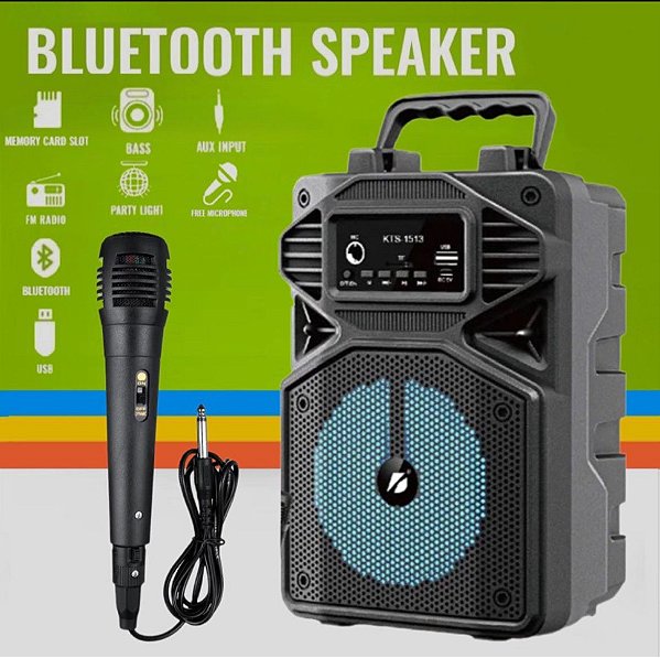 Caixa de som bluetooth com microfone kts-1513