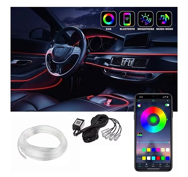 Fita de led veicular rgb 6 mts led luckfoyu tb-1785