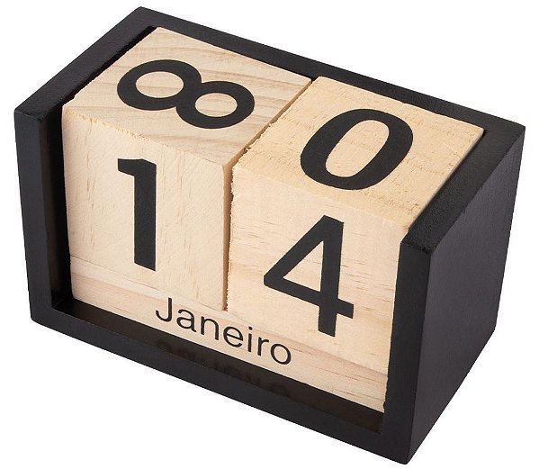 Calendario de mesa em madeira blocos