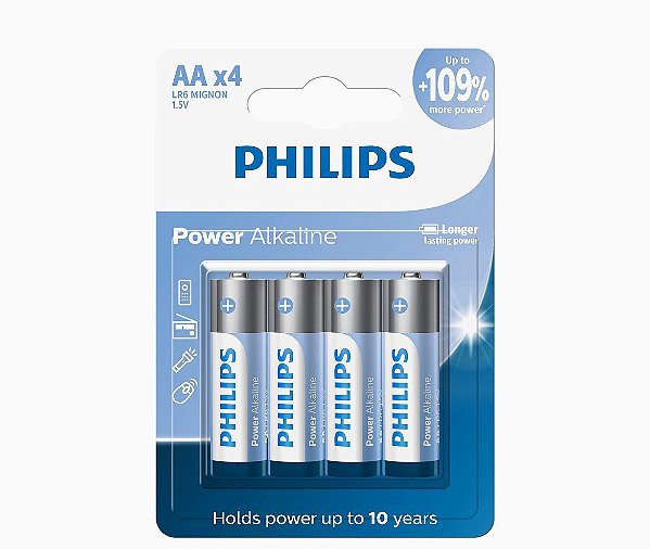 Pilha alcalina philips aa lr6p4b/59