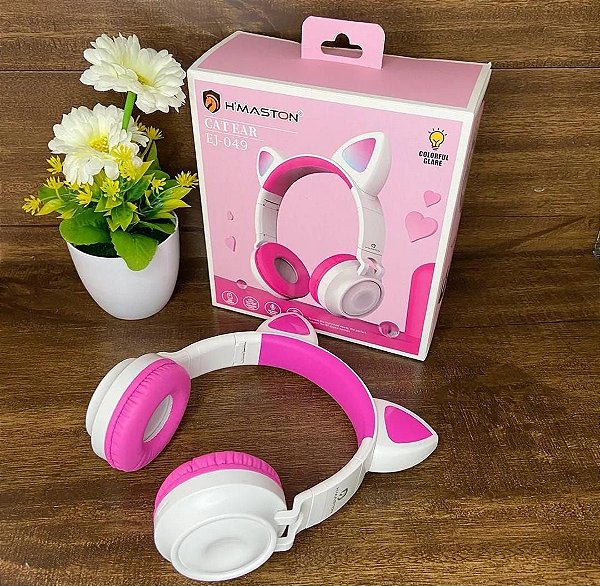 Fone de ouvido led com orelha de gato ej-049 lef-1022