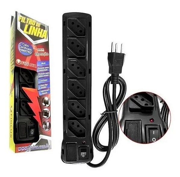 Filtro de linha protetor eletrico com fusivel plugar