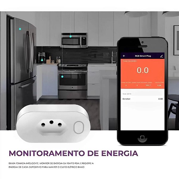 Adaptador tomada inteligente wireless para alexa ou google assist. 2.4ghz 100-240v luatek lsto-900