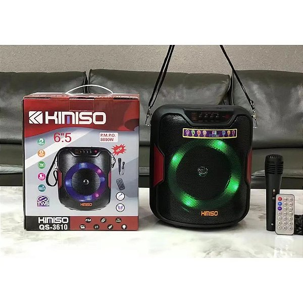 Caixa de som bluetooth/usb/tf/fm radio com microfone kimiso qs-3610