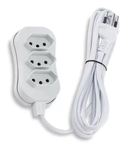 Extensao eletrica tripla 3 mts entrada e saida tripla