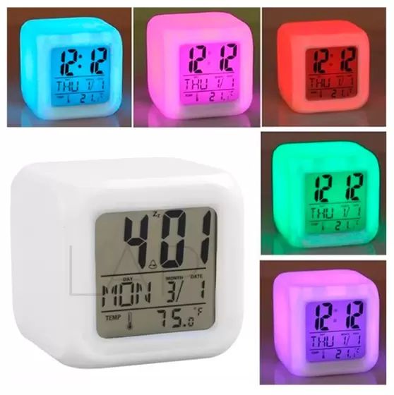 Relogio despertador de led de mesa digital color