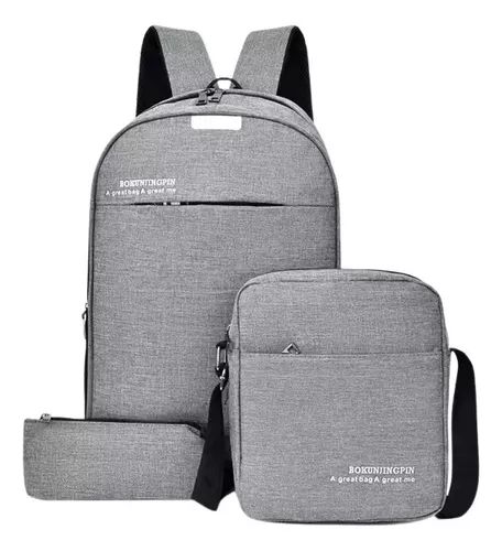 Mochila bolsa kit 3 pecas unissex para notebook