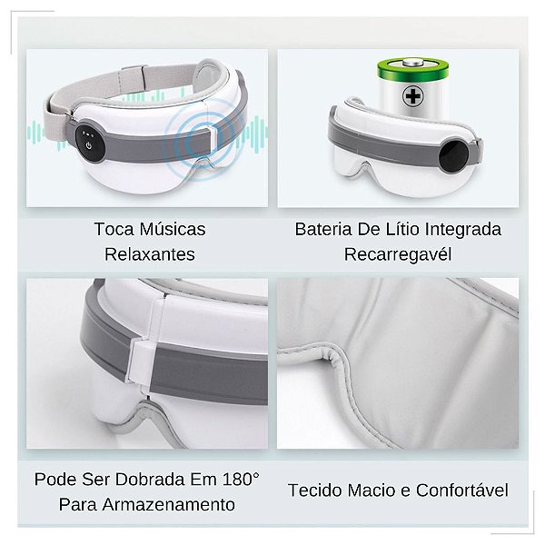 Mascara inteligente de massagem para olhos com musica e compressa am-132