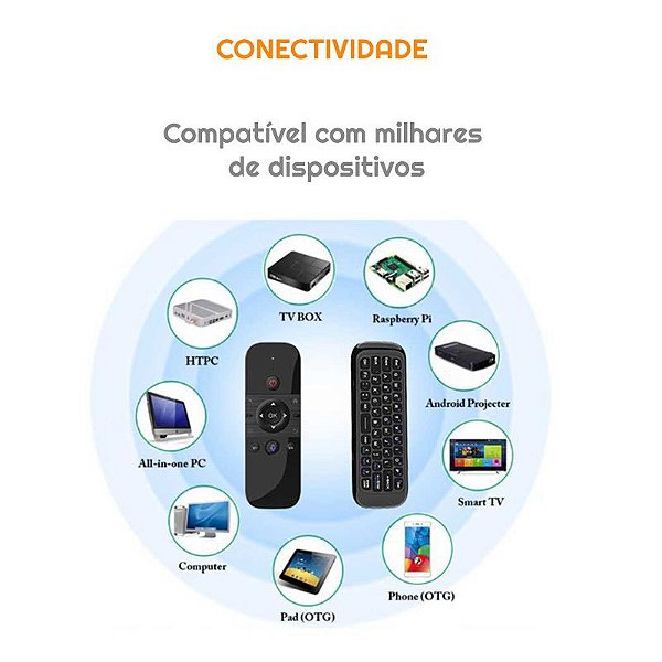 Controle remoto air mouse com teclado para tv/pc google voz 2.4g wireless lelong le-7705