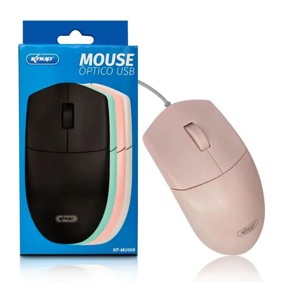 Mouse com fio optico usb knup kp-mu009