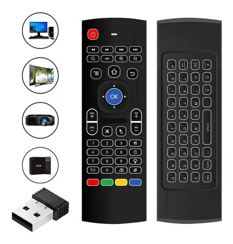 Controle remoto de tv teclado air mouse com led atomo mo-fs886