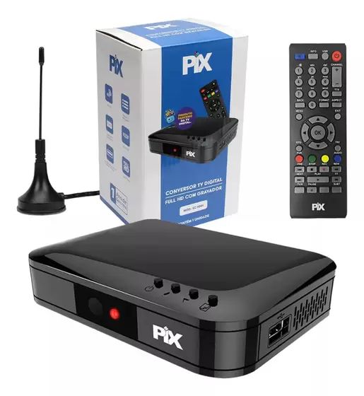 Conversor digital de tv digital com gravador full hd pix sc-1001