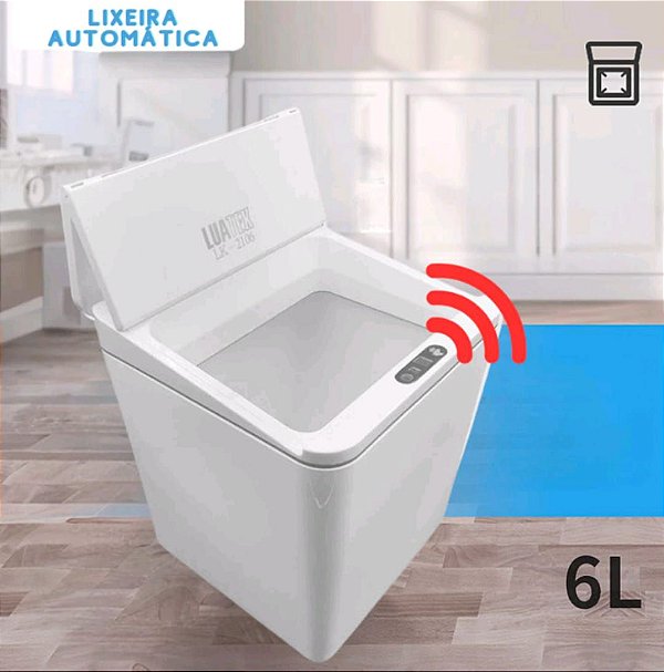 Lixeira eletrica automatica com sensor inteligente 6 lts luatek lk-2106