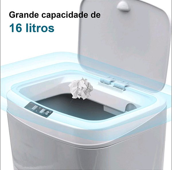 Lixeira eletrica automatica com sensor inteligente 16 lts luatek lk-2115