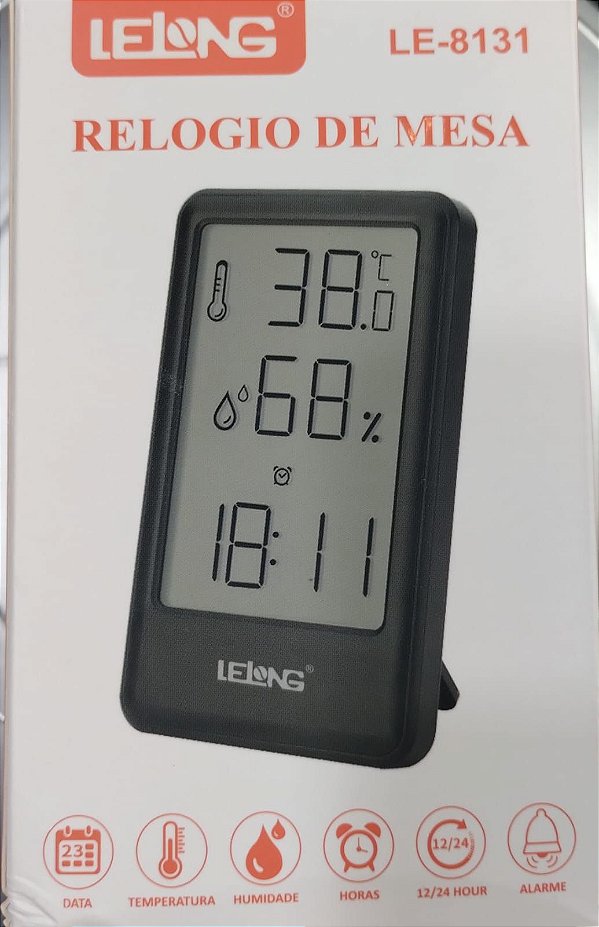Relogio de mesa/termometro/higrometro de mesa lelong le-8131