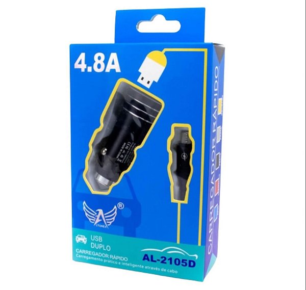 Carregador veicular usb duplo 3.4a