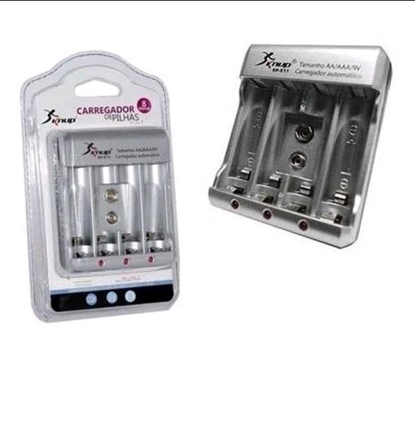 Carregador de pilhas e baterias knup kp-511