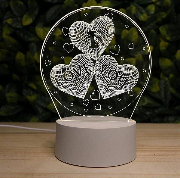 Luminaria led coracao criative com controle rgb ntd-032