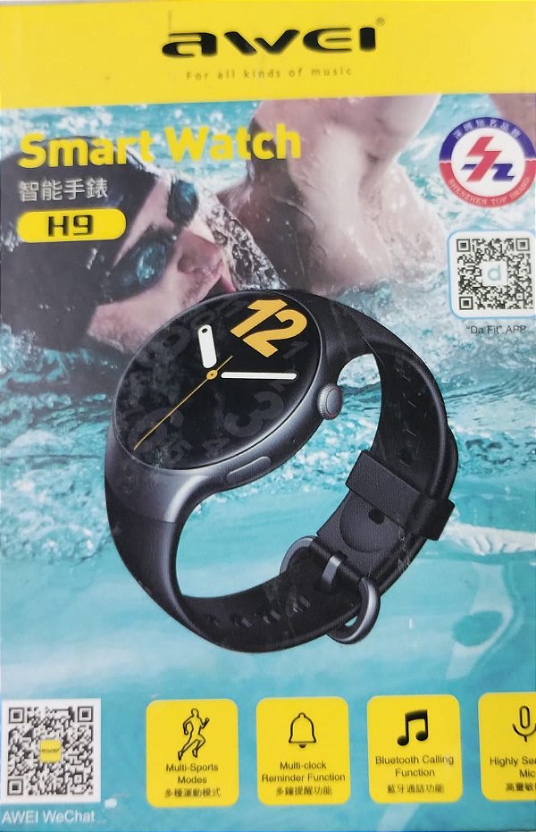 Relogio smartwacht digital a prova d'agua ip67 awei h9