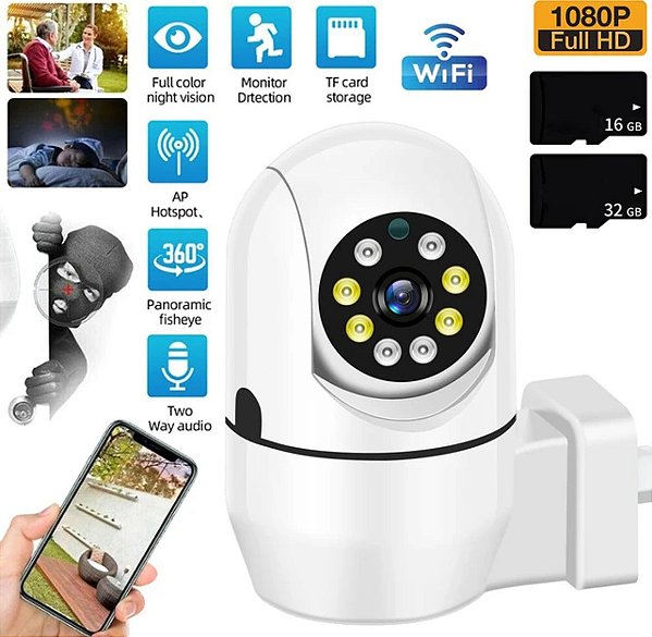 Camera de vigilancia e seguranca wifi encaixe tomada bocal ap-02