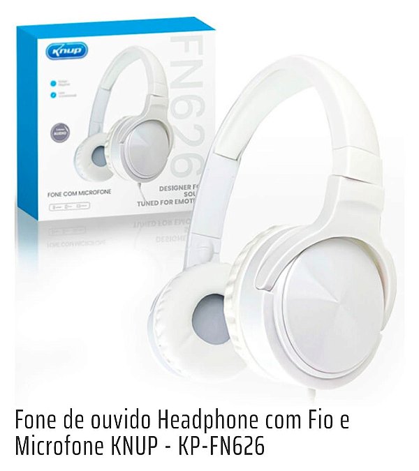 Fone de ouvido com fio e microfone knup kp-fn626