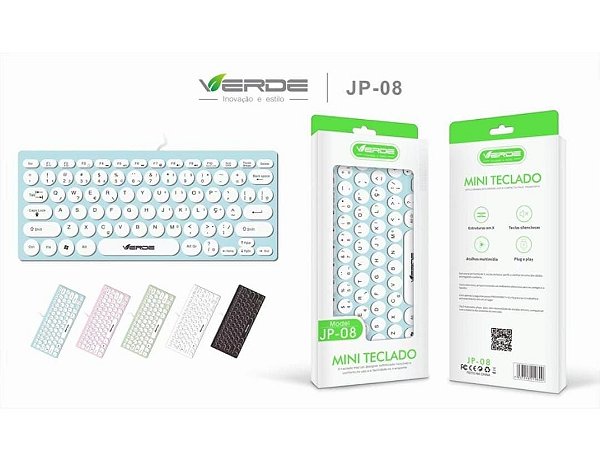 Teclado mini com fio verde jp-08