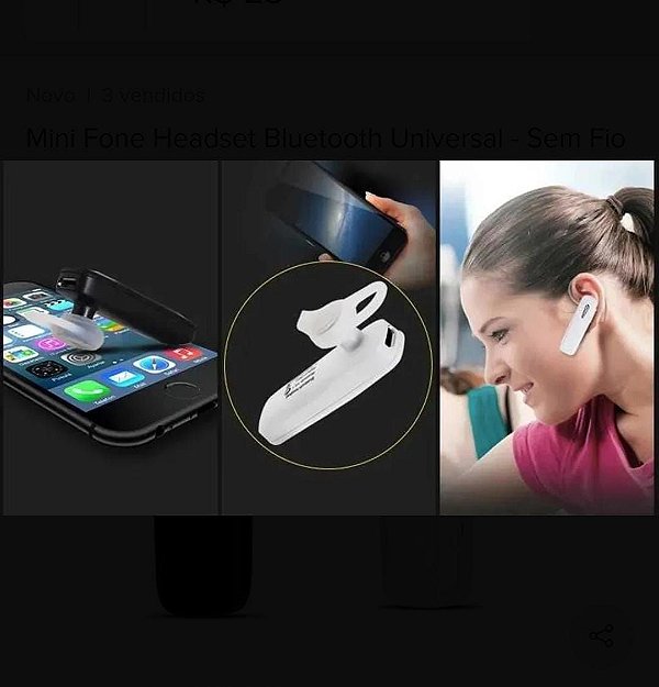 Fone de ouvido mini headset bluetooth samsung 1 unid 25,00