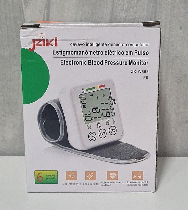 Esfigmomanometro eletrico em pulso jziki zk-w863