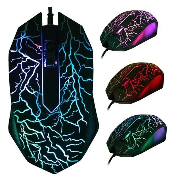 Mouse com fio game led jiexin x15