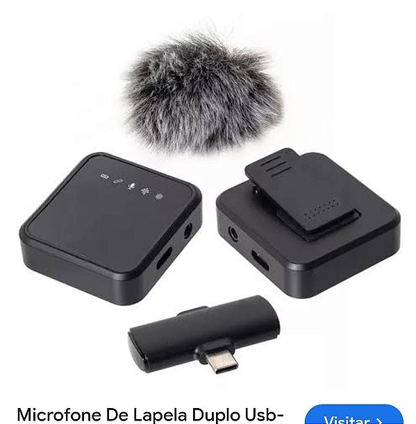 Microfone sem fio lapela 1 para 2 tipo c  h'maston mk16