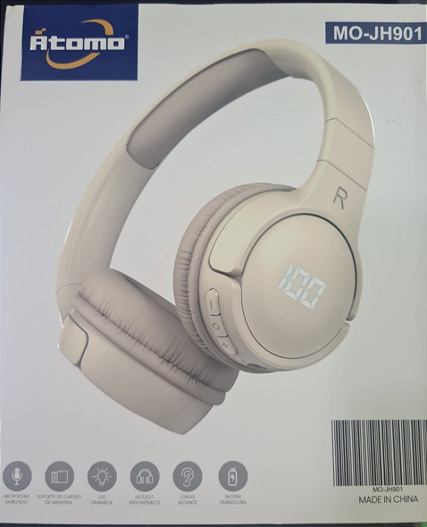 Fone de ouvido bluetooth/tf/fm radio atomo mo-jh901