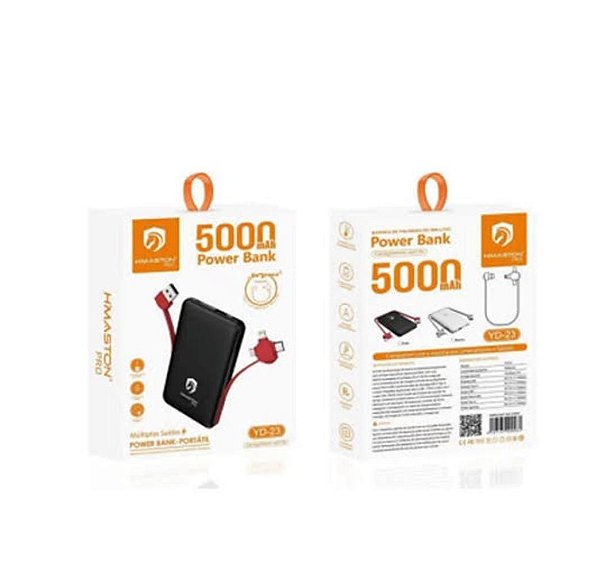 Carregador bateria portatil power bank 5000mah h'maston yd-23