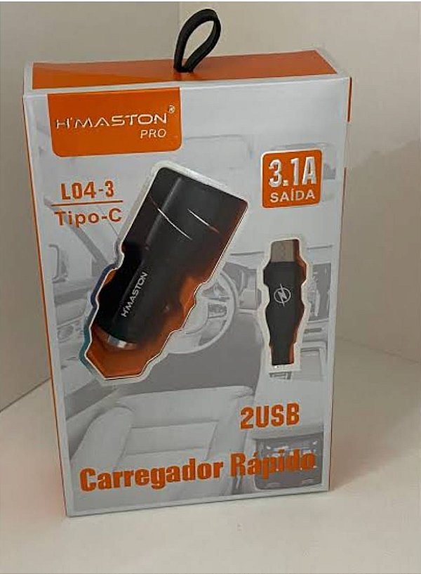 Carregador veicular 2 usb x tipo c h'maston 3.1a l04-3