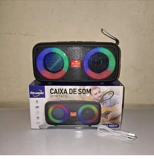 Caixa de som bluetooth/tf/fm radio/usb recarregavel atomo mo-n051t